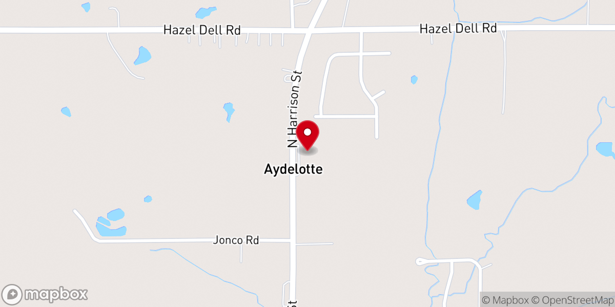 Map showing location of Aydelotte Baptist Church