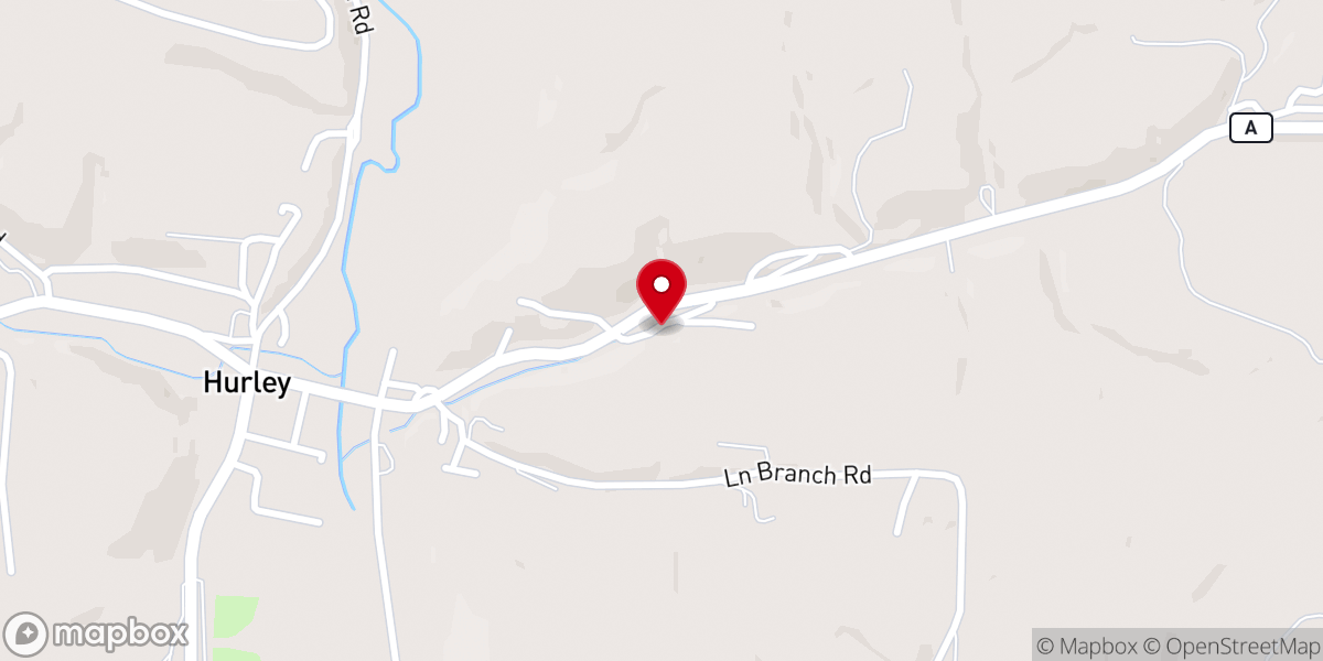 Map showing location of Hurley Community Baptist Church