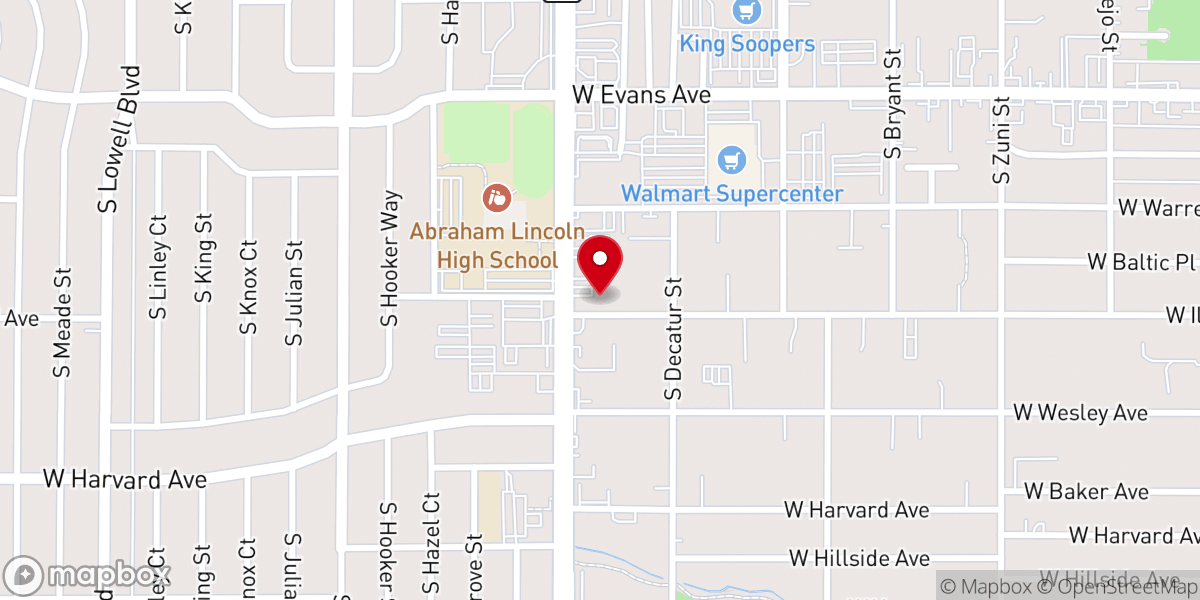 Map showing location of First Hispanic Baptist Church