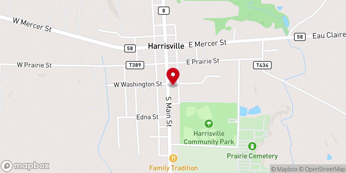 Map showing location of Harrisville United Methodist Church