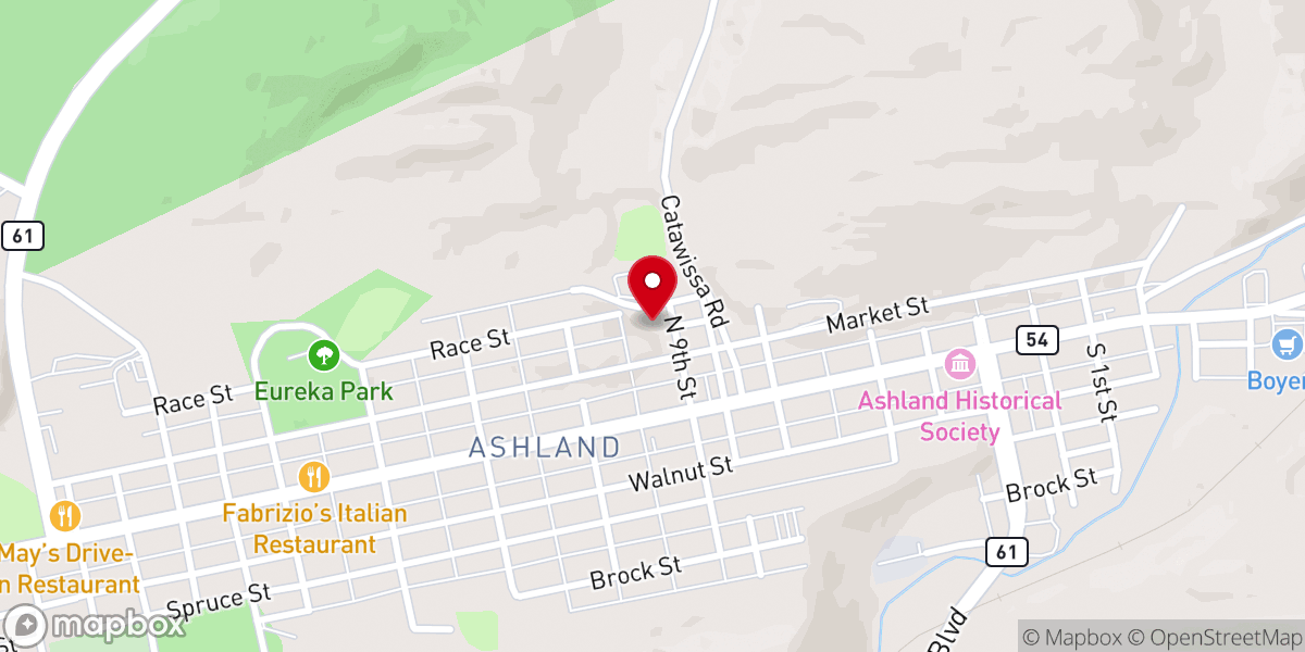 Map showing location of First United Methodist Presbyterian Church of Ashland