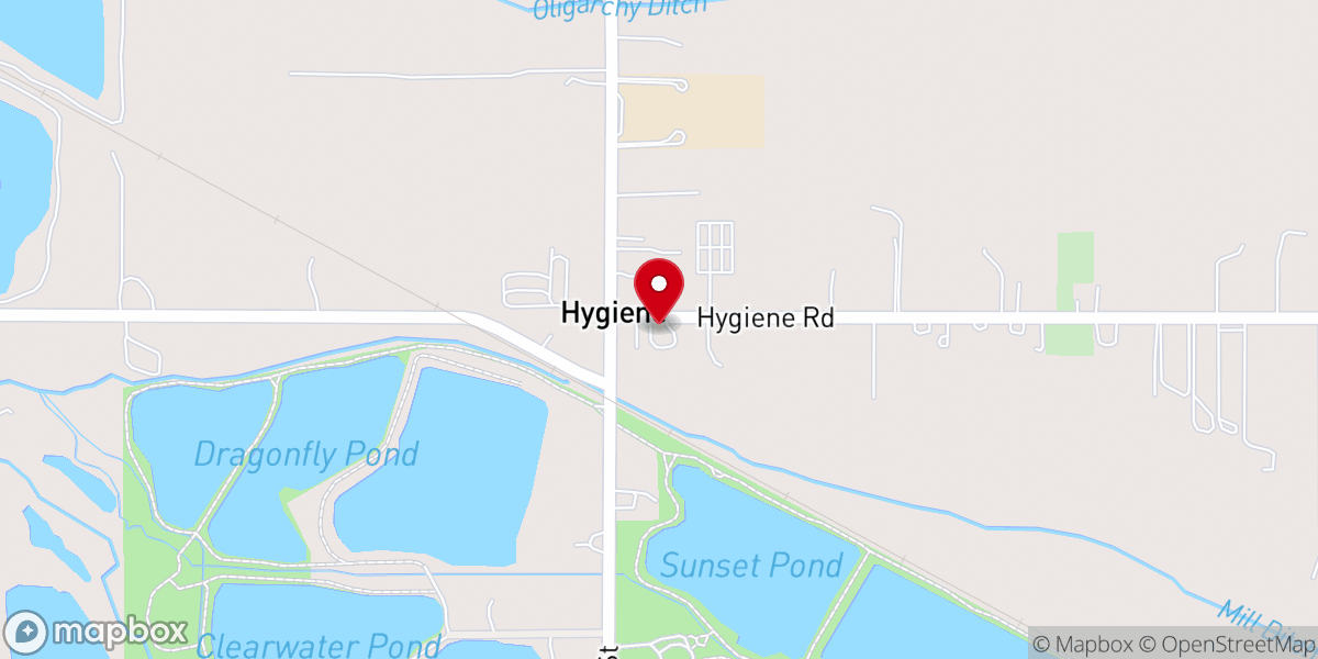 Map showing location of Hygiene United Methodist Church