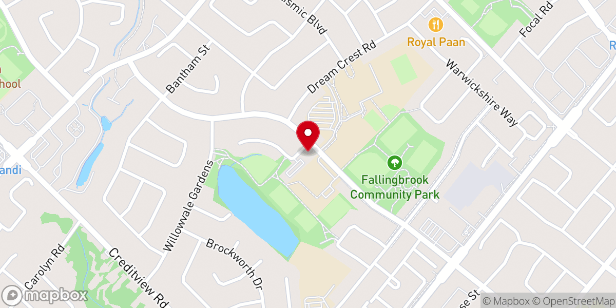 Map showing location of Mississauga Chinese Presbyterian Church