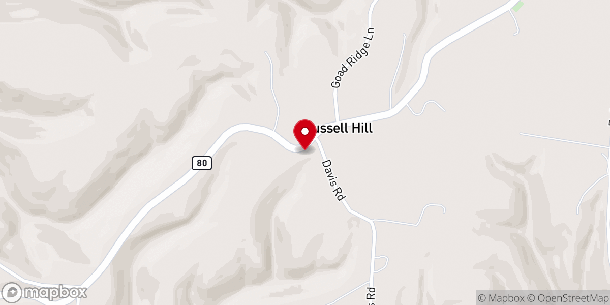 Map showing location of Russell Hill Presbyterian Church
