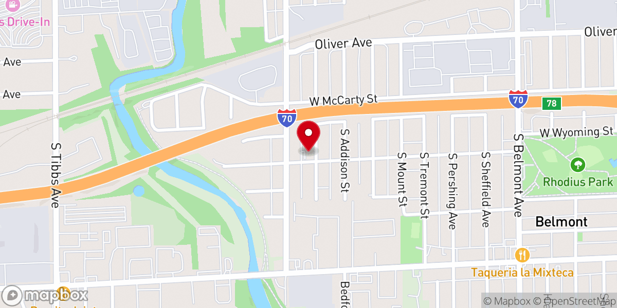 Map showing location of Church of the Nazarene
