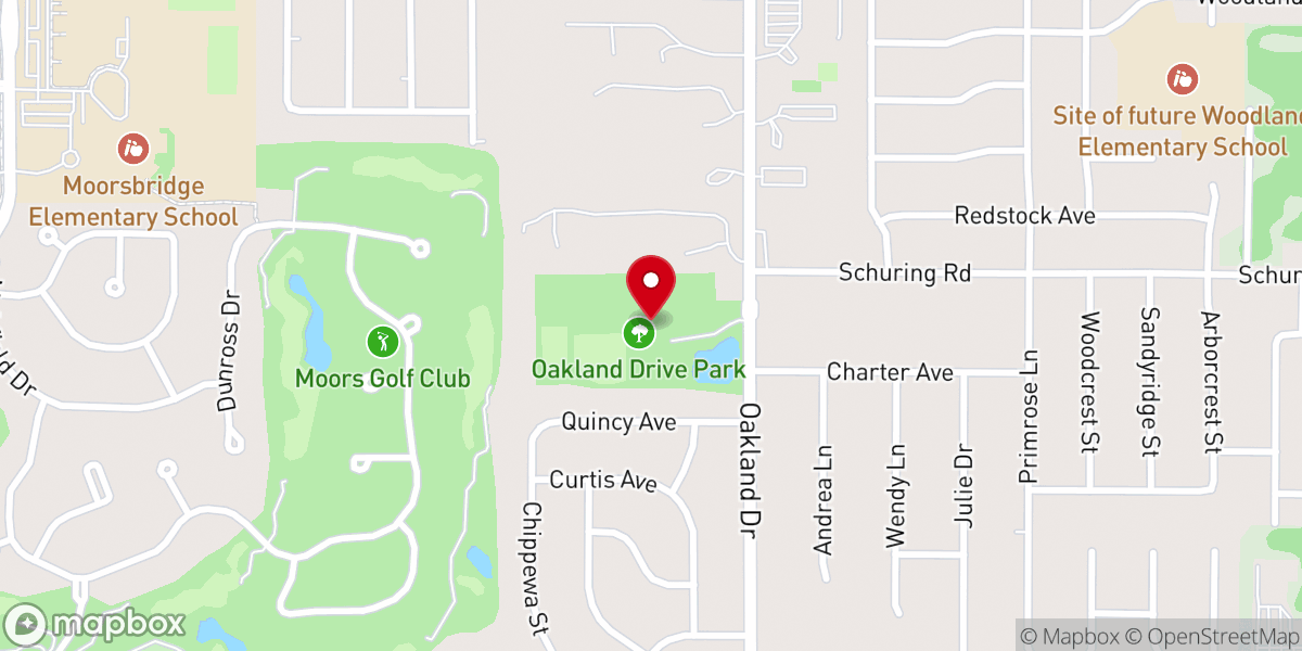 Map showing location of Oakland Drive Park