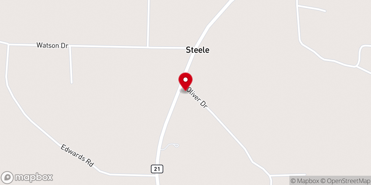 Map showing location of Steele Baptist Church