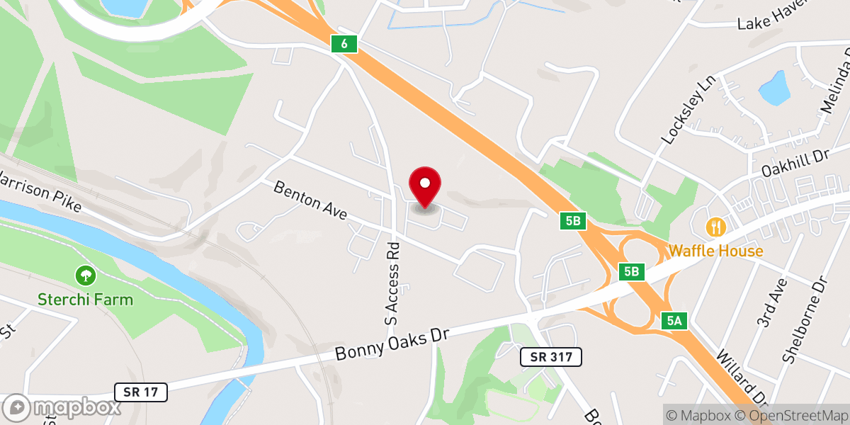 Map showing location of White Oak Baptist Church Access Campus