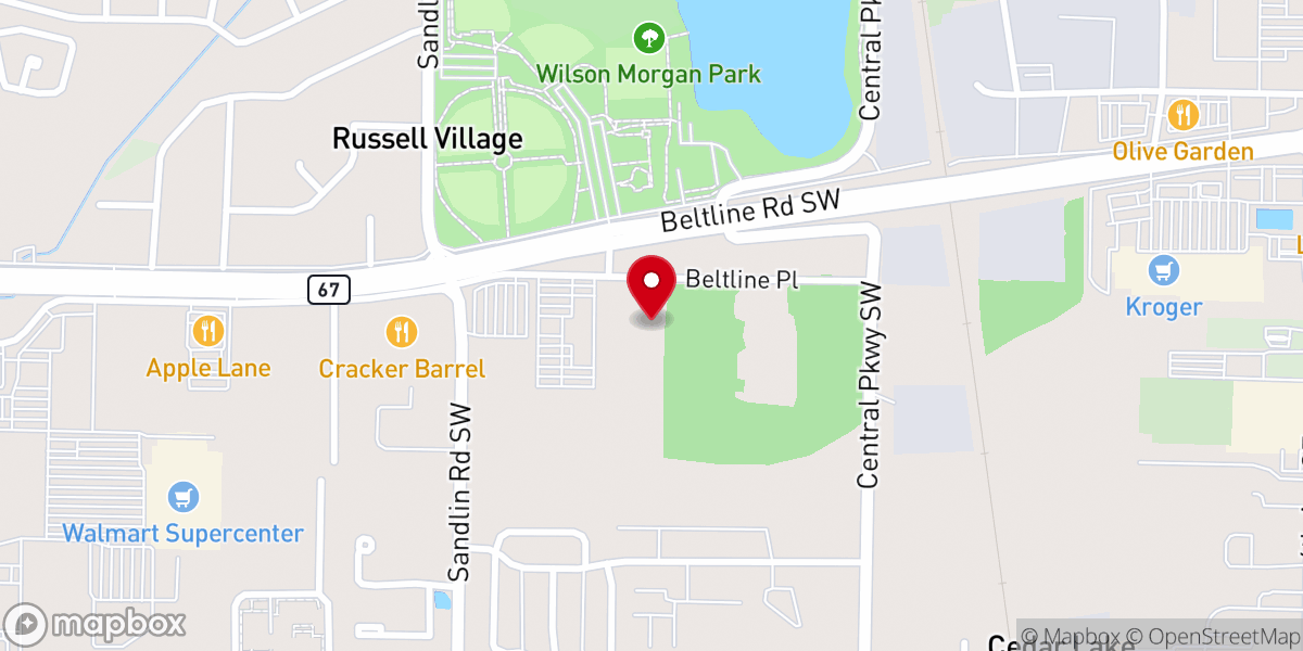 Map showing location of Parkview Baptist Church