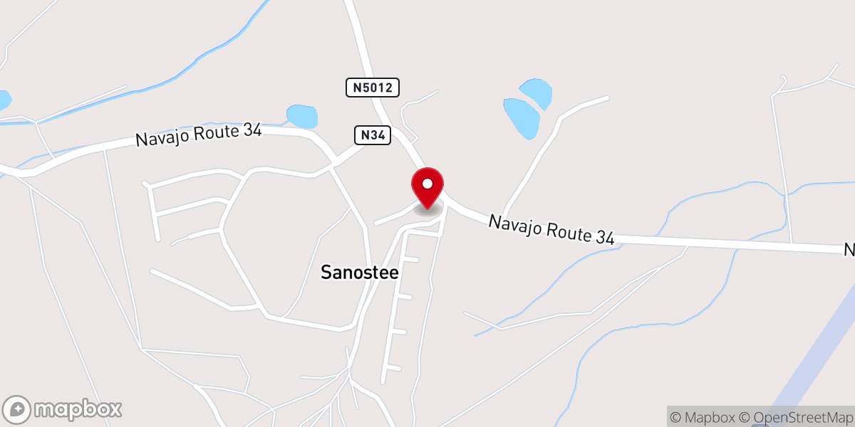 Map showing location of Sanostee Christian Reformed