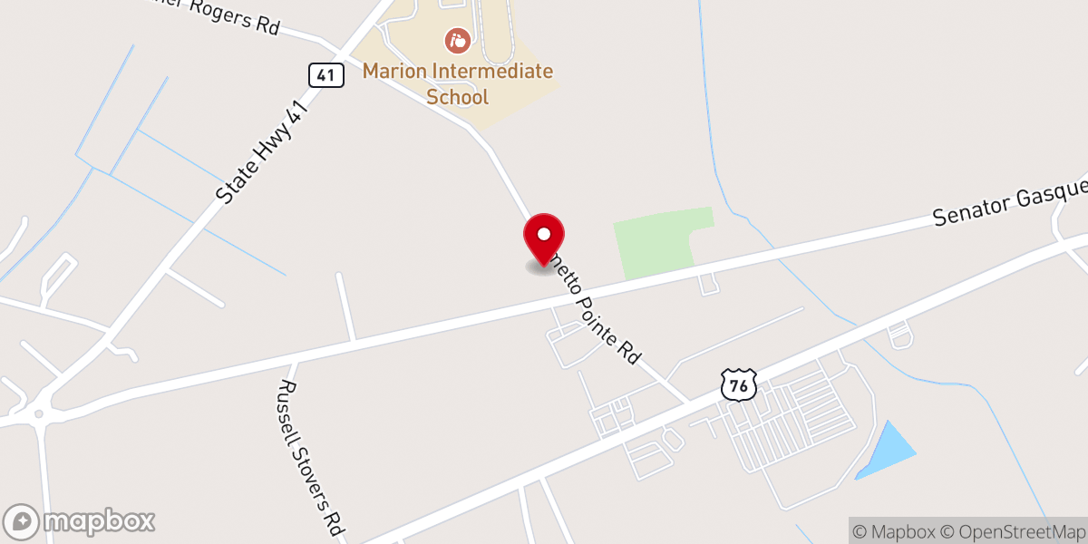 Map showing location of East Marion Pentecostal Holiness Church