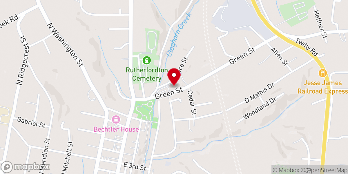 Map showing location of Second Baptist Church