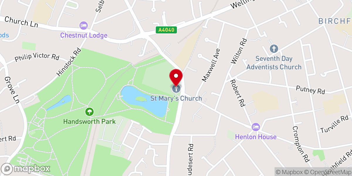 Map showing location of St Mary's Parish Church, Handsworth