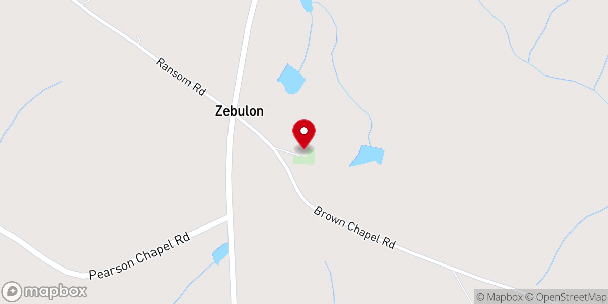 Map showing location of Zebulon United Methodist Church