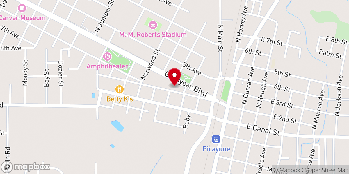 Map showing location of First Baptist Church Picayune