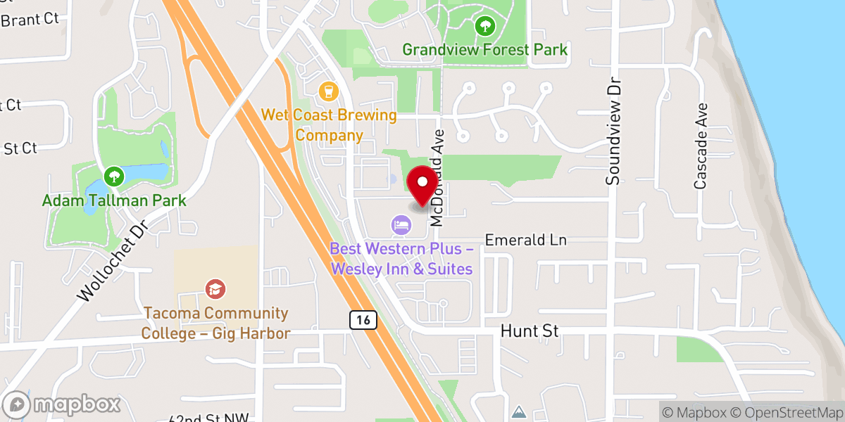 Map showing location of Gig Harbor Foursquare