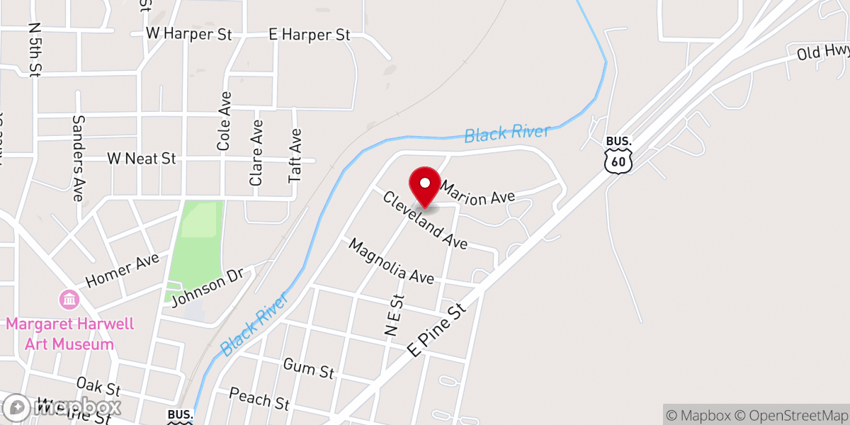 Map showing location of Poplar Bluff Third Baptist