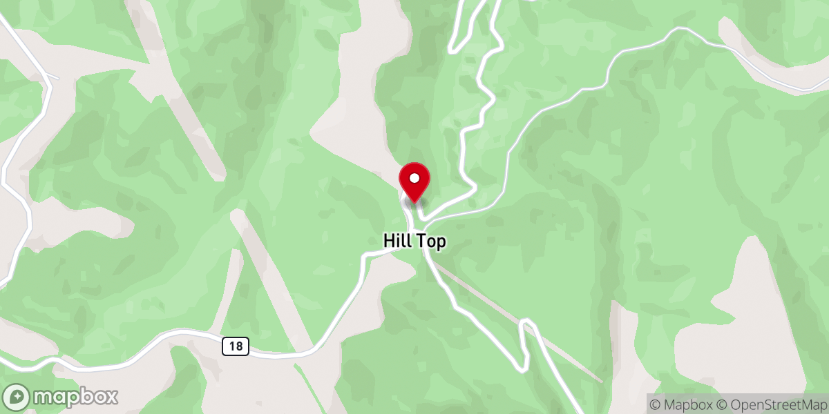 Map showing location of Hilltop Baptist Church