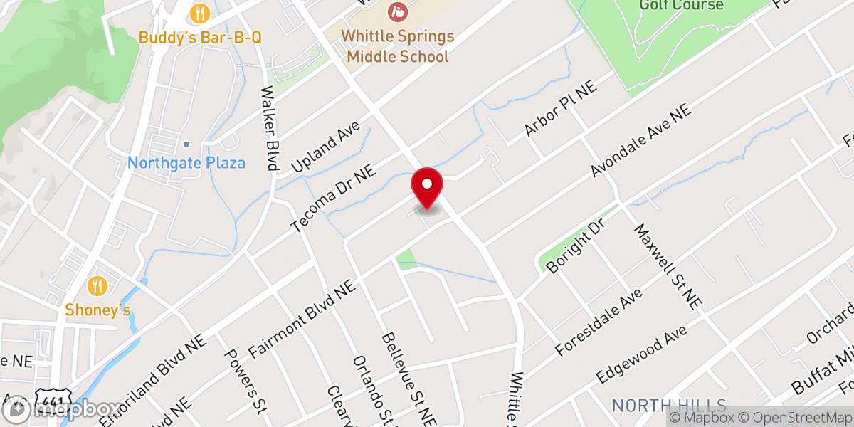 Map showing location of Old North Abbey Anglican Church