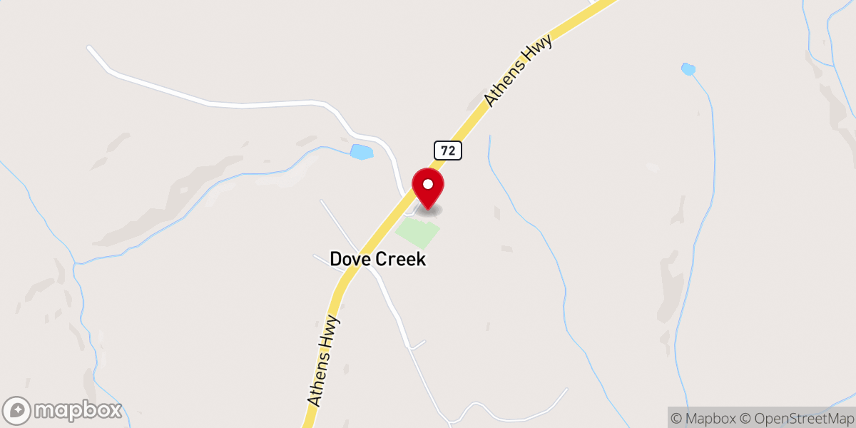 Map showing location of Doves Creek Baptist Church
