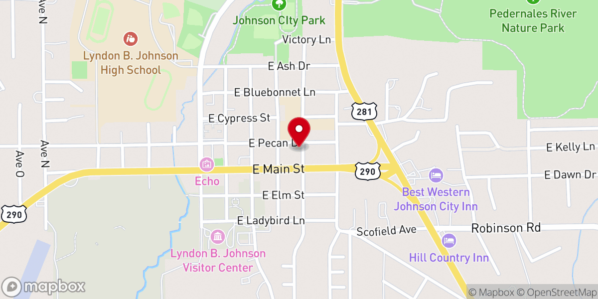 Map showing location of First Methodist Church Johnson City