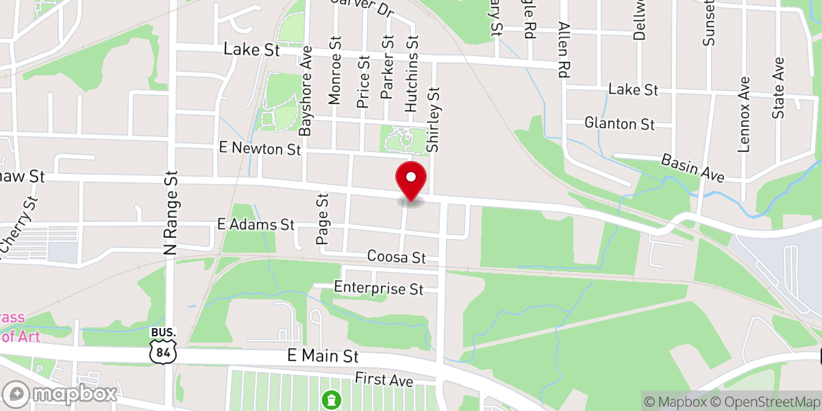 Map showing location of Adams Street Baptist Church
