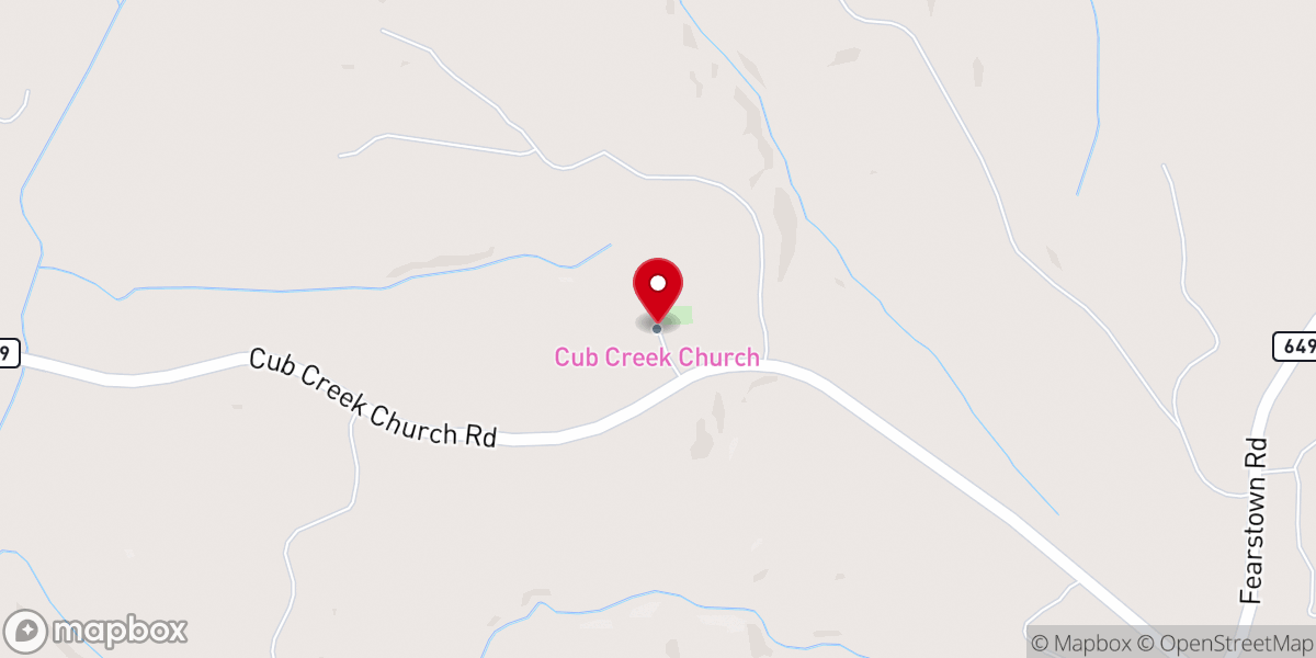 Map showing location of Site of Cub Creek Church