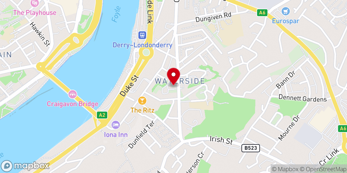 Map showing location of St Columb's Church