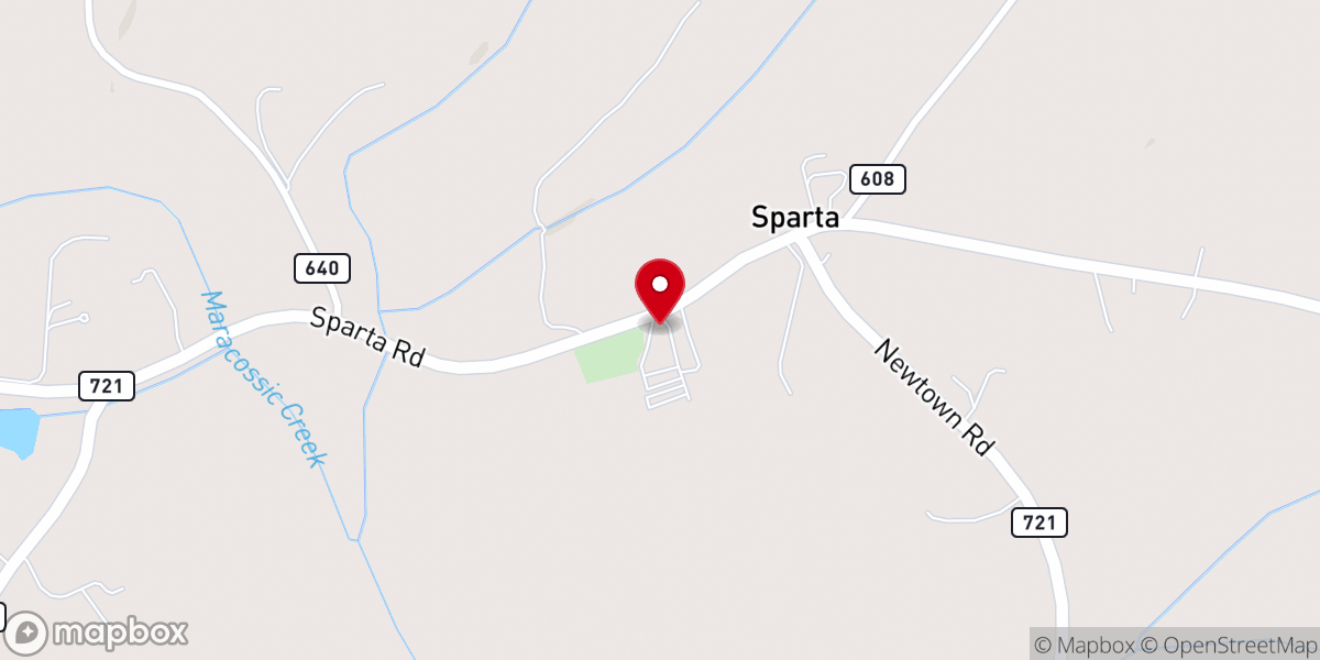 Map showing location of Salem Baptist Church