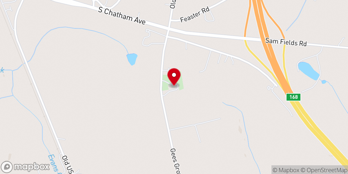 Map showing location of Gees Grove AME Zion Church