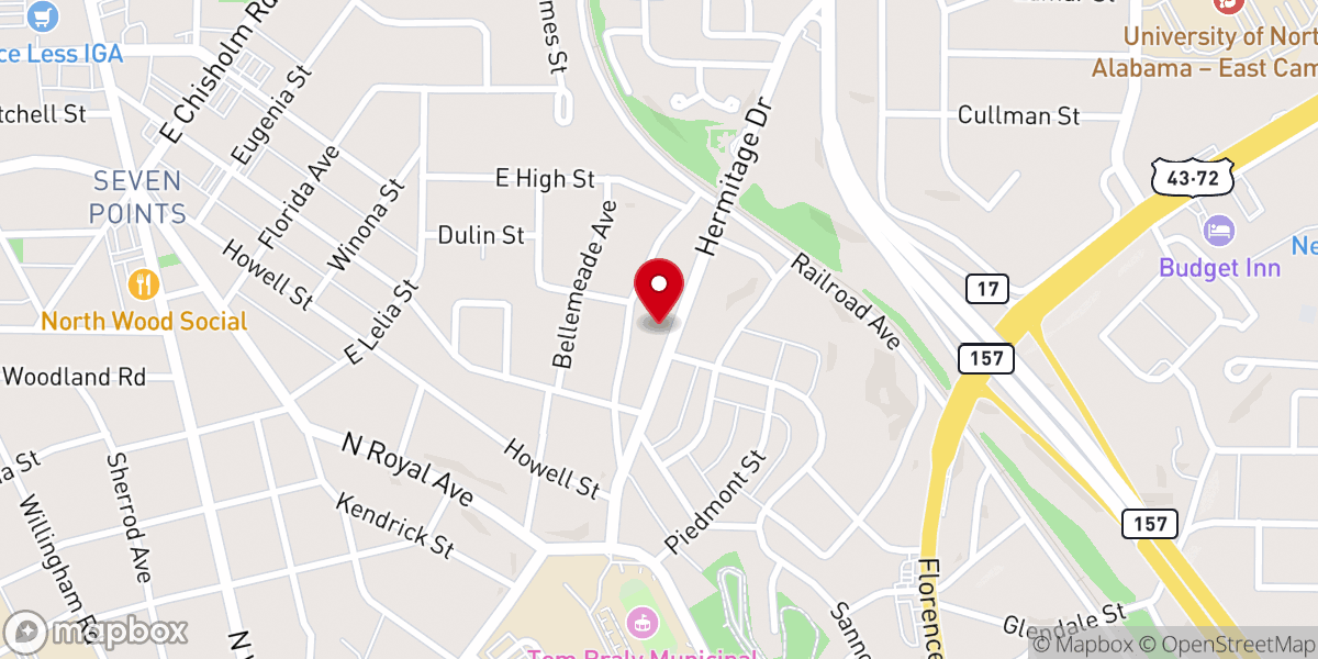 Map showing location of Jackson Heights Church of Christ