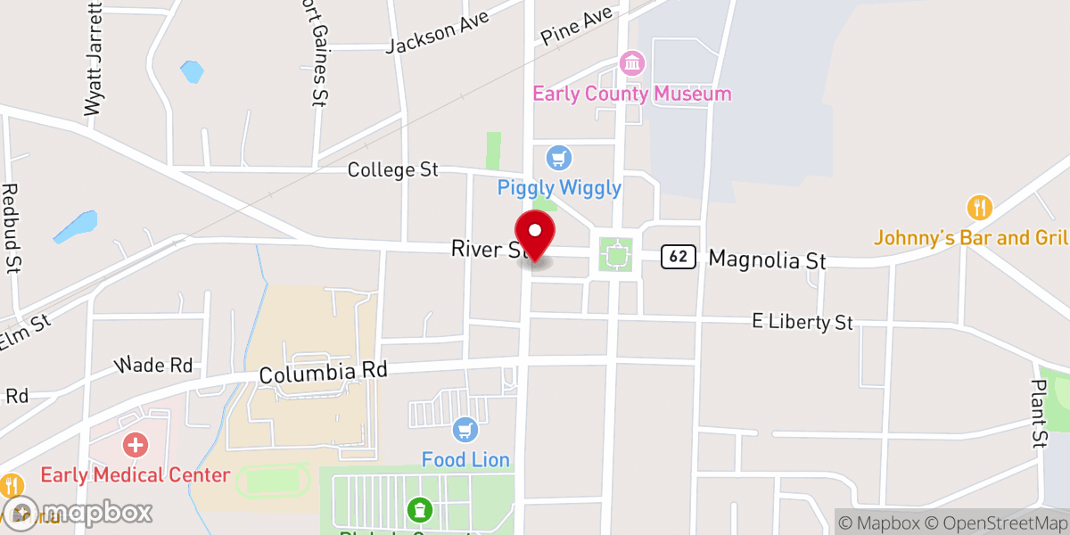 Map showing location of First Baptist Church