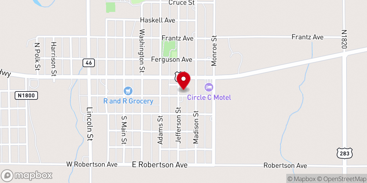 Map showing location of Arnett Christian Church