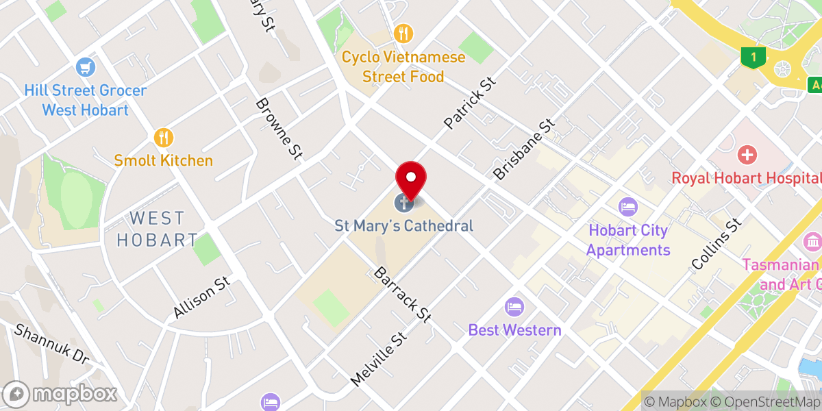 Map showing location of St Mary's Cathedral