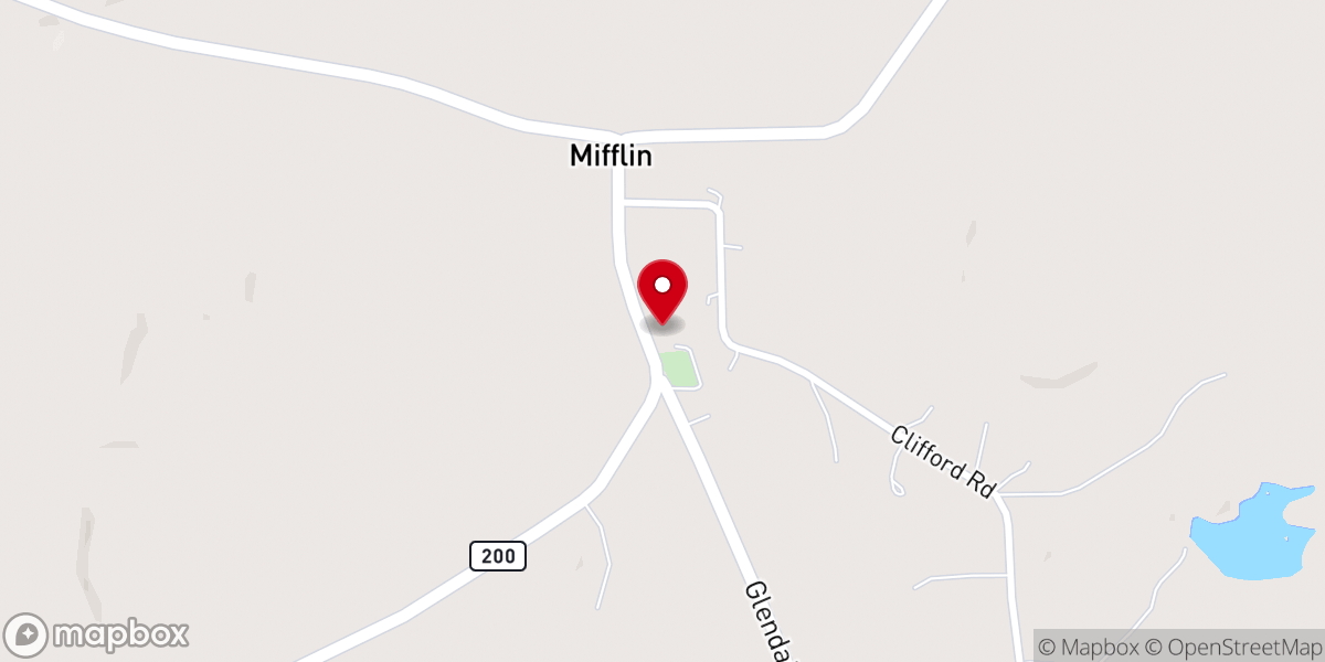 Map showing location of Mifflin Missionary Baptist Church