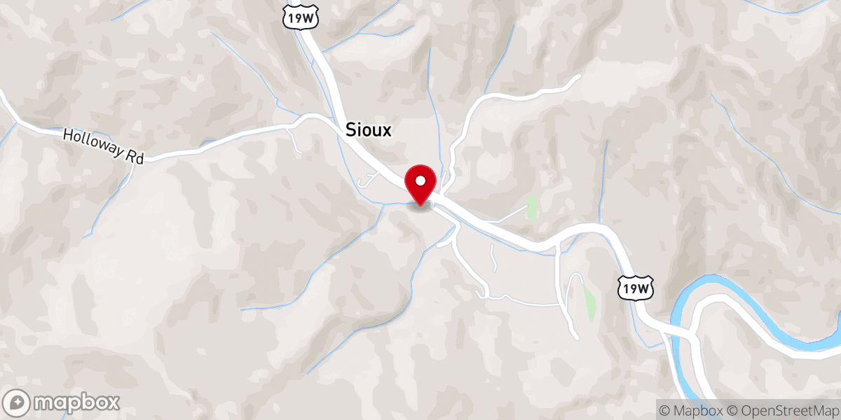 Map showing location of Big Creek Free Will Baptist Church