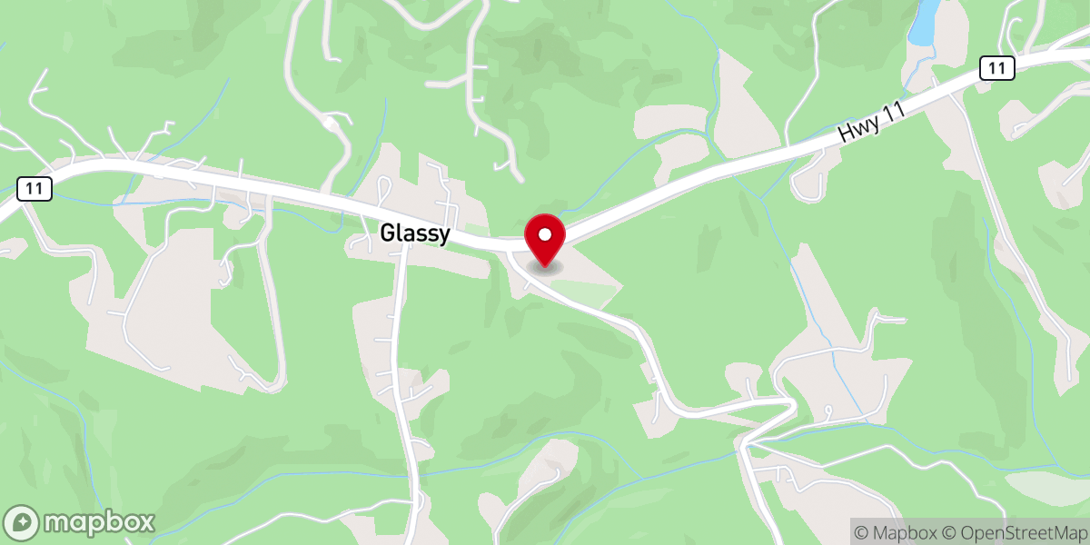 Map showing location of Glassy Mountain Baptist Church