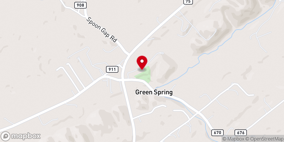 Map showing location of Green Spring Presbyterian Church