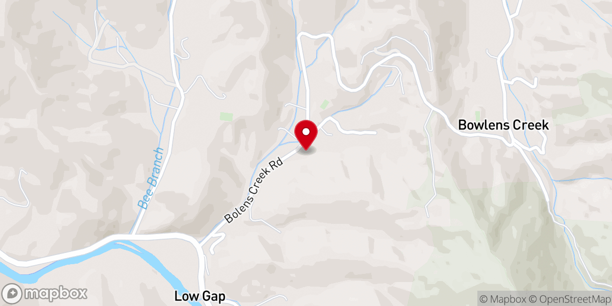 Map showing location of Low Gap FWB Church