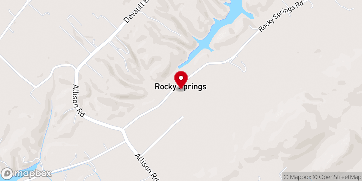 Map showing location of Rocky Springs Missonary Babtist