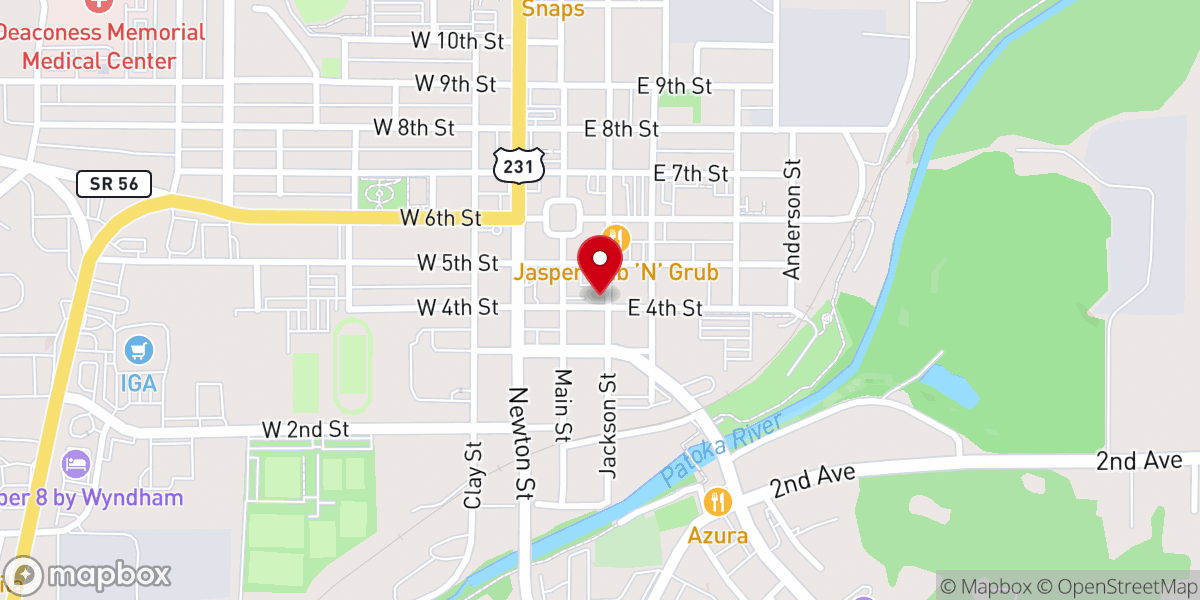 Map showing location of Jasper Christian Church