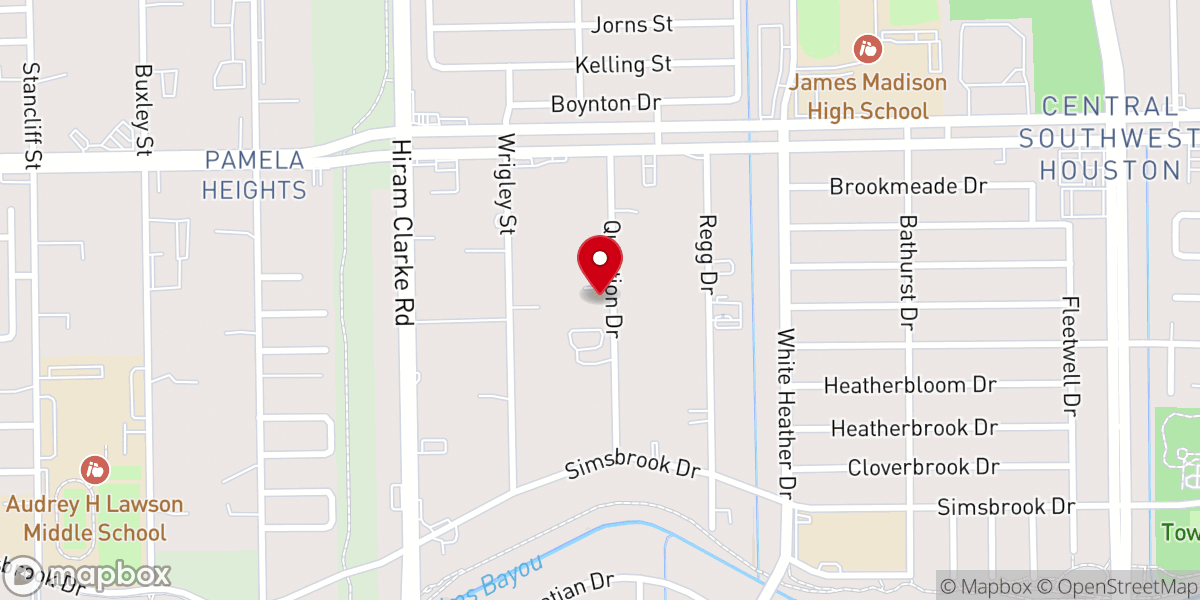 Map showing location of Almeda Plaza Missionary Baptist Church