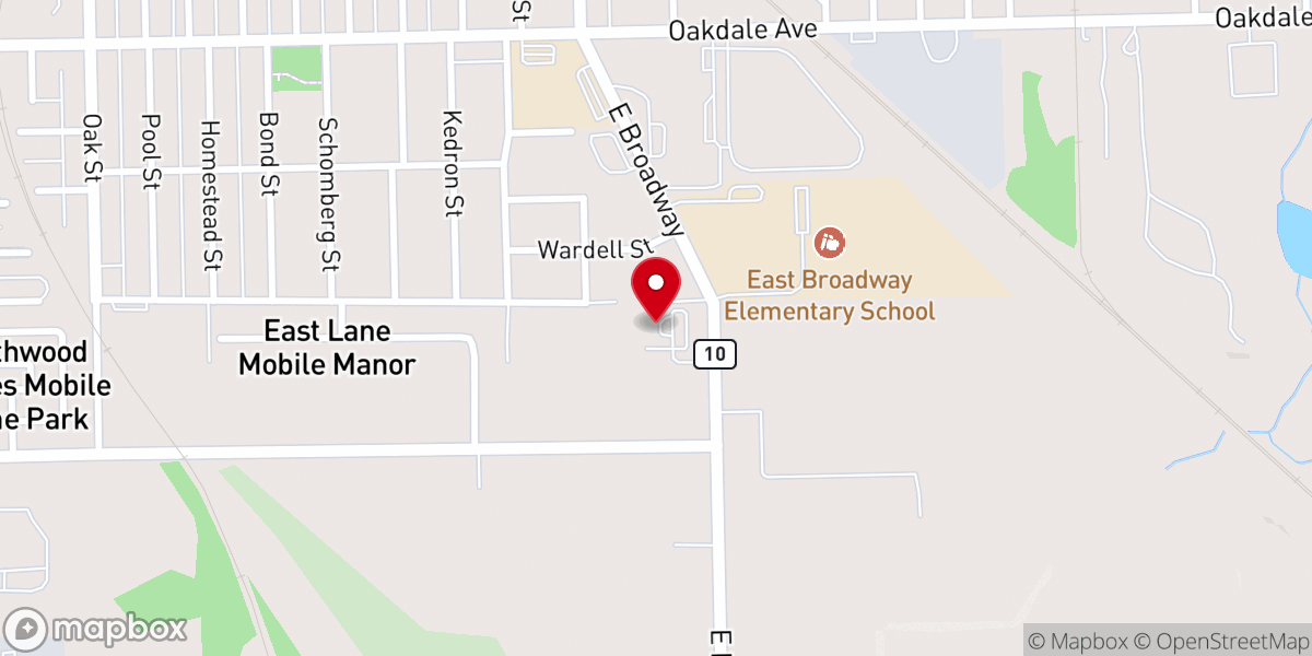 Map showing location of Broadway United Methodist Church
