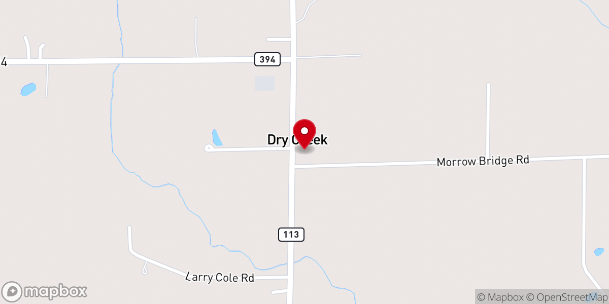Map showing location of Dry Creek Bible Church