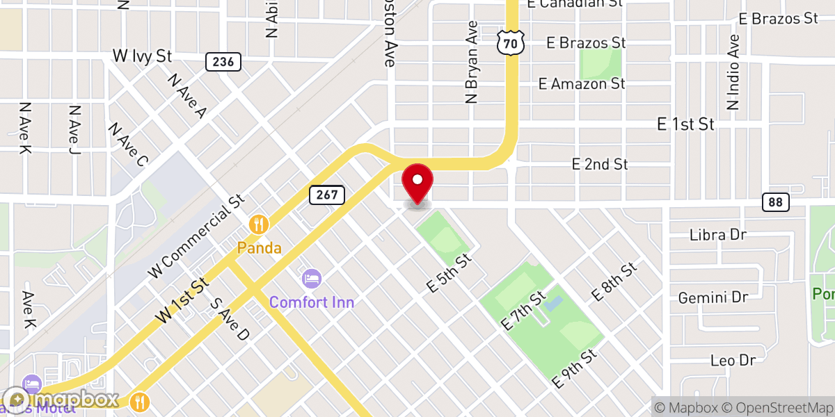 Map showing location of First Assembly of God Church
