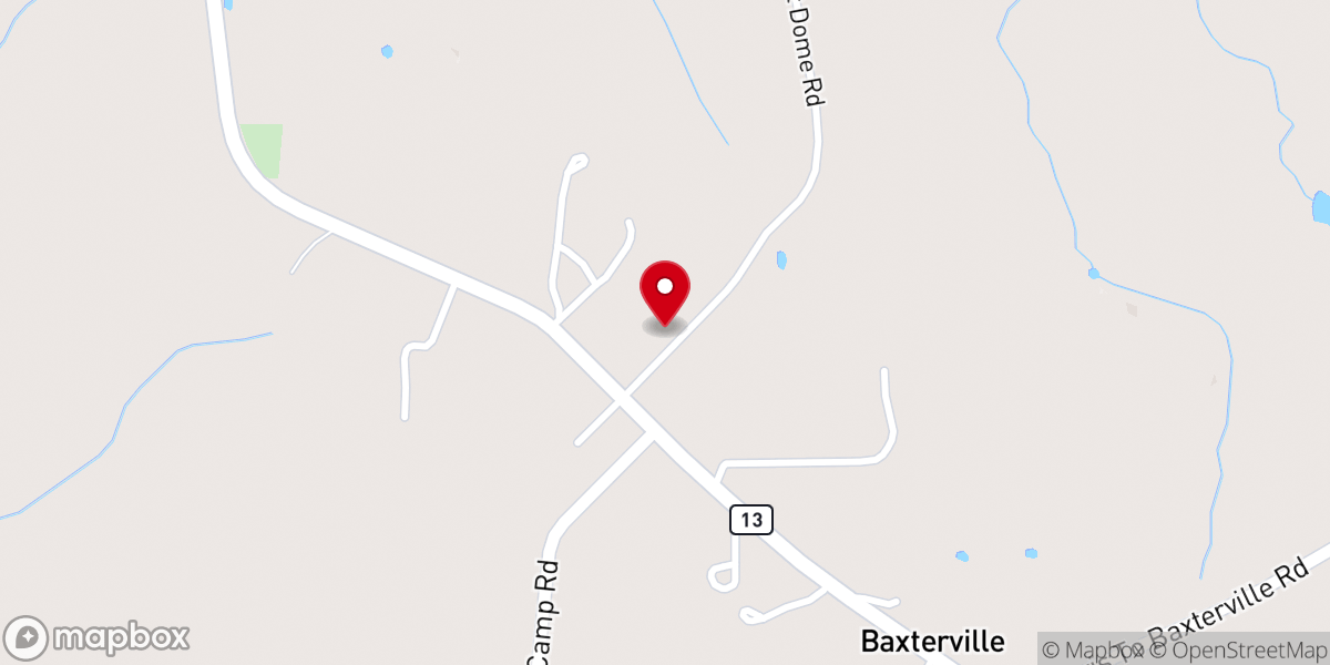 Map showing location of Baxterville Church of God