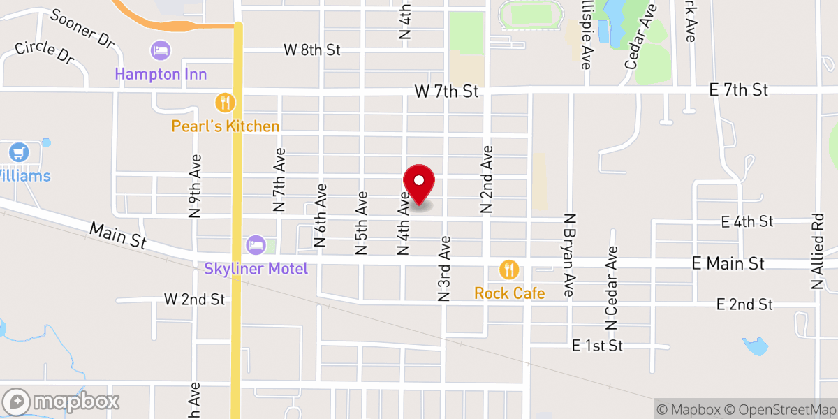 Map showing location of First Christian Church