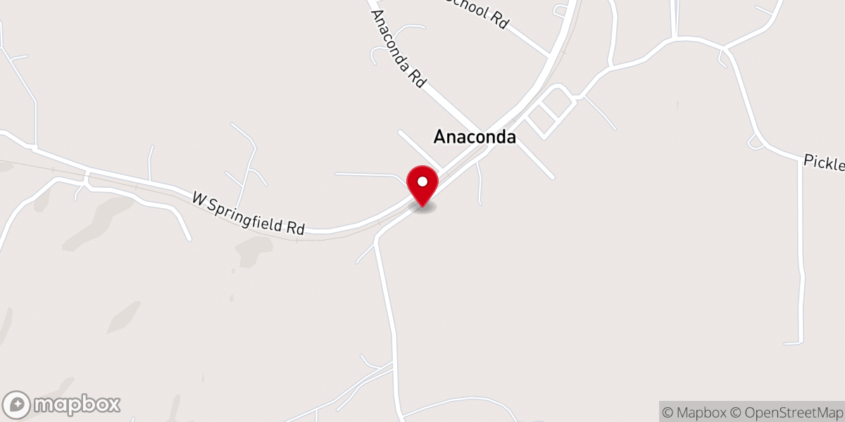 Map showing location of Anaconda Baptist Church