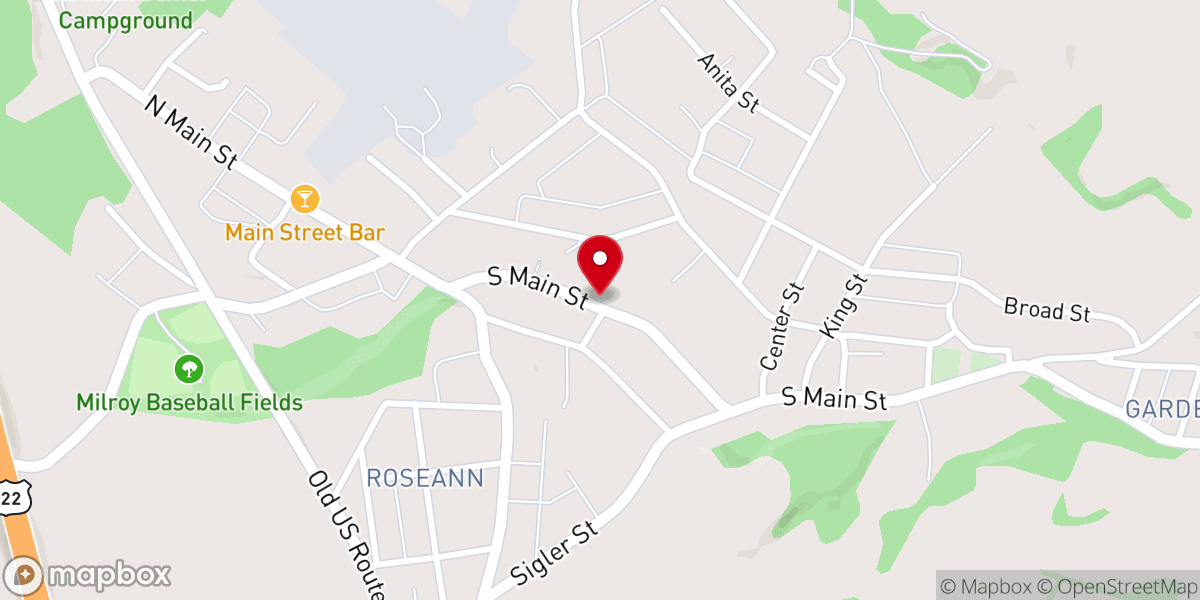 Map showing location of Milroy United Methodist Church