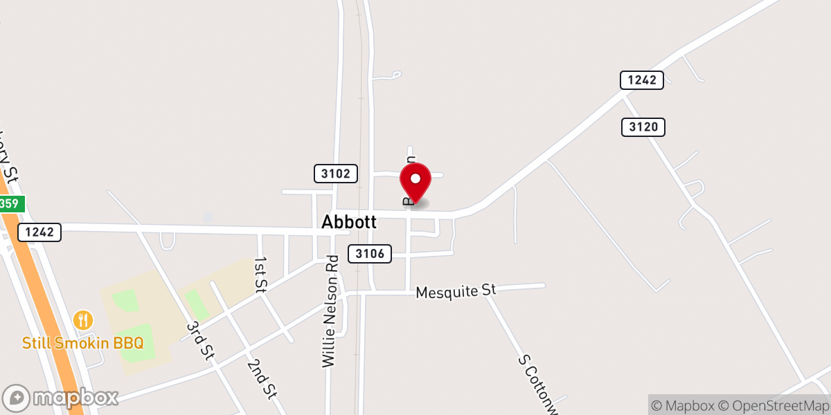 Map showing location of Abbott Methodist Church